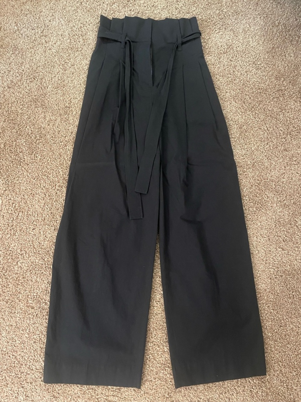 COS Navy High-Waisted Paperbag Trousers